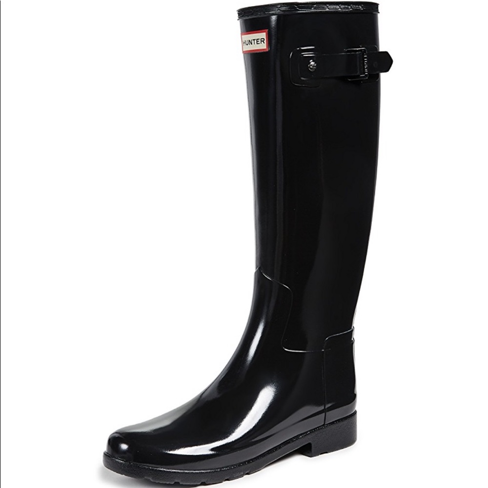 Hunter rain boots original in black gloss